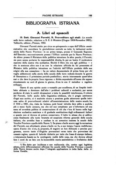 Pagine istriane periodico scientifico letterario-artistico