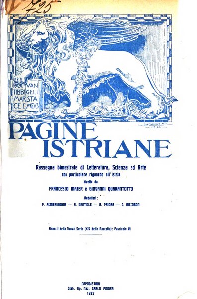 Pagine istriane periodico scientifico letterario-artistico