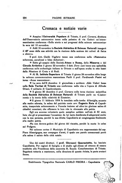 Pagine istriane periodico scientifico letterario-artistico