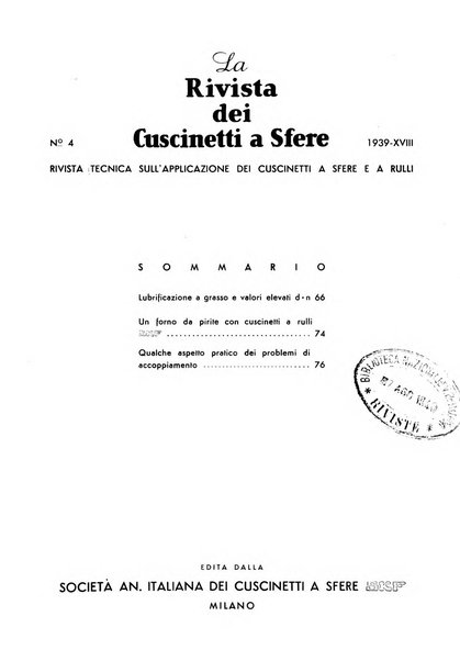 La Rivista dei cuscinetti a sfere rivista tecnica sulle applicazioni dei cuscinetti a sfere ed a rulli