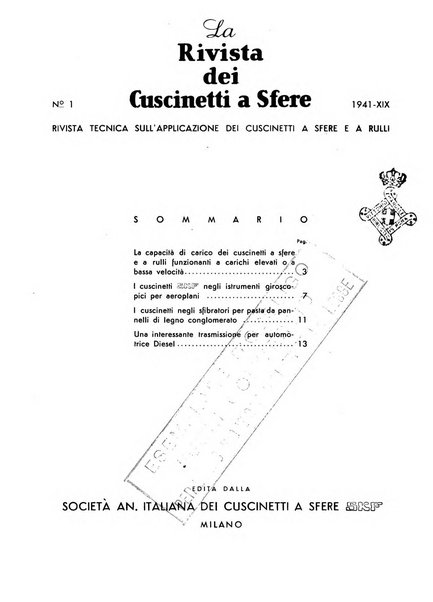 La Rivista dei cuscinetti a sfere rivista tecnica sulle applicazioni dei cuscinetti a sfere ed a rulli