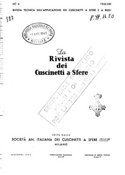 La Rivista dei cuscinetti a sfere rivista tecnica sulle applicazioni dei cuscinetti a sfere ed a rulli