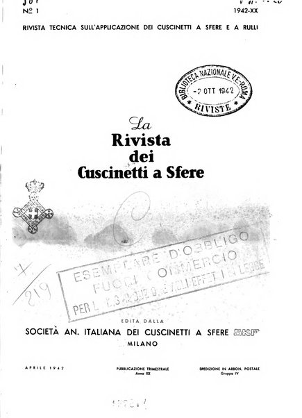 La Rivista dei cuscinetti a sfere rivista tecnica sulle applicazioni dei cuscinetti a sfere ed a rulli