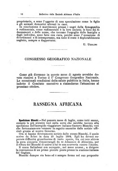 Africa bollettino della Società africana d'Italia