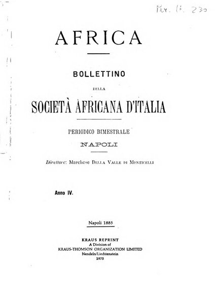 Africa bollettino della Società africana d'Italia