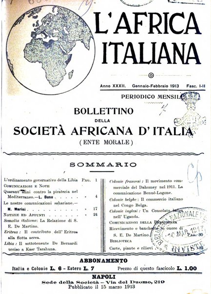 L'Africa italiana bollettino della Società africana d'Italia