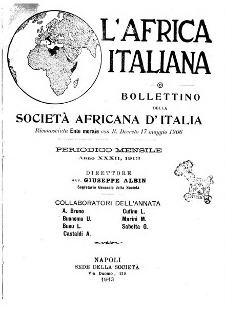 L'Africa italiana bollettino della Società africana d'Italia