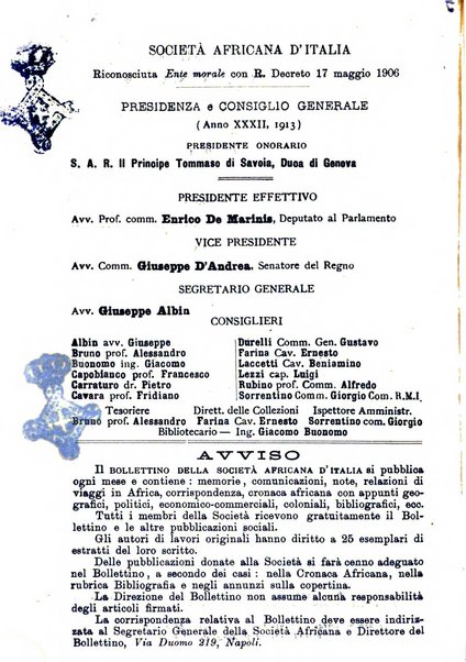 L'Africa italiana bollettino della Società africana d'Italia