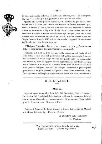 L'Africa italiana bollettino della Società africana d'Italia