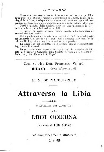 L'Africa italiana bollettino della Società africana d'Italia