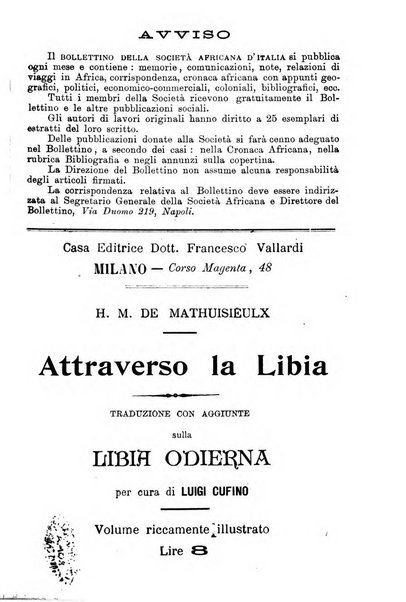 L'Africa italiana bollettino della Società africana d'Italia