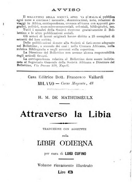 L'Africa italiana bollettino della Società africana d'Italia