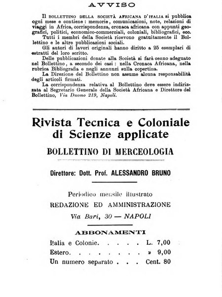 L'Africa italiana bollettino della Società africana d'Italia