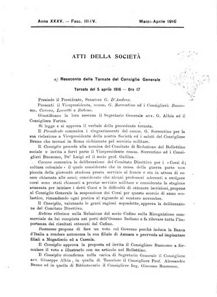 L'Africa italiana bollettino della Società africana d'Italia