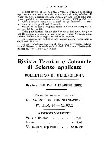 L'Africa italiana bollettino della Società africana d'Italia