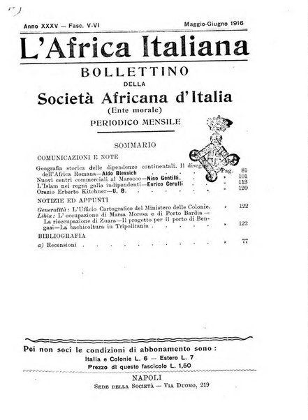 L'Africa italiana bollettino della Società africana d'Italia