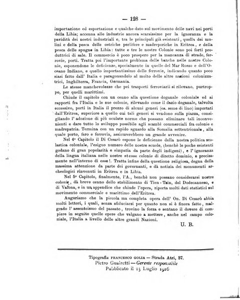 L'Africa italiana bollettino della Società africana d'Italia