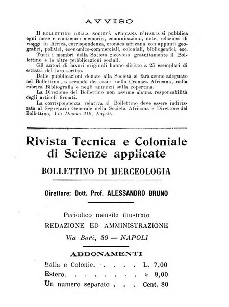 L'Africa italiana bollettino della Società africana d'Italia