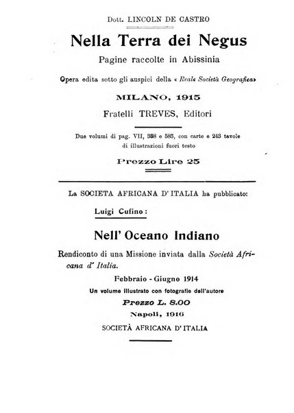 L'Africa italiana bollettino della Società africana d'Italia