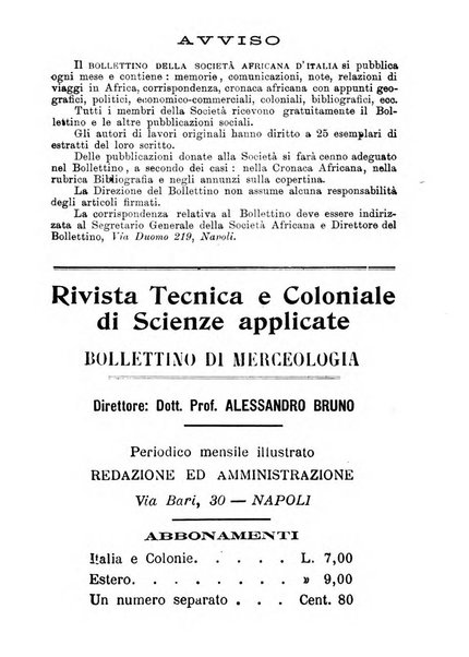 L'Africa italiana bollettino della Società africana d'Italia