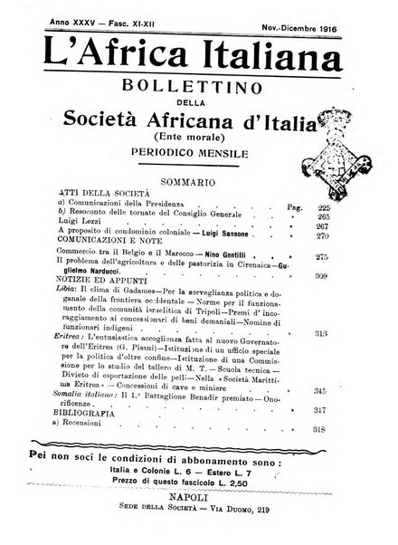 L'Africa italiana bollettino della Società africana d'Italia