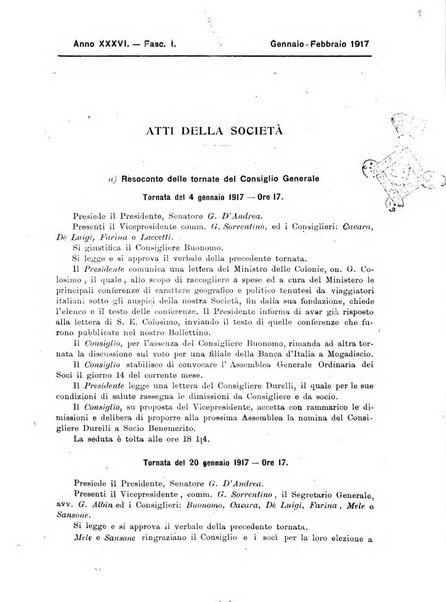 L'Africa italiana bollettino della Società africana d'Italia