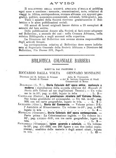 L'Africa italiana bollettino della Società africana d'Italia