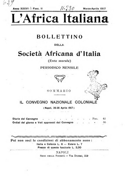 L'Africa italiana bollettino della Società africana d'Italia