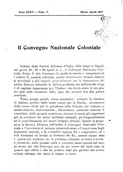 L'Africa italiana bollettino della Società africana d'Italia