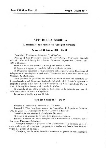 L'Africa italiana bollettino della Società africana d'Italia