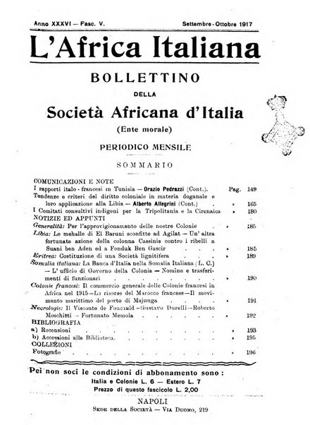 L'Africa italiana bollettino della Società africana d'Italia