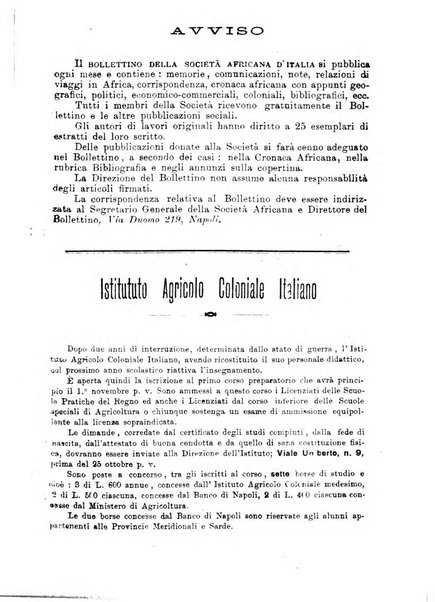 L'Africa italiana bollettino della Società africana d'Italia