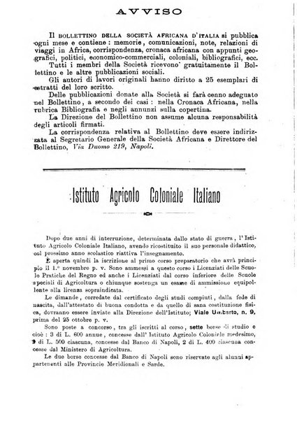 L'Africa italiana bollettino della Società africana d'Italia