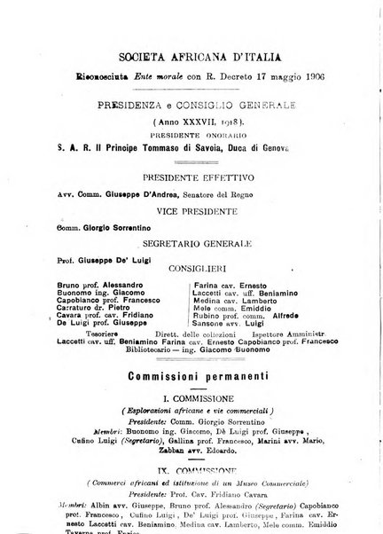 L'Africa italiana bollettino della Società africana d'Italia