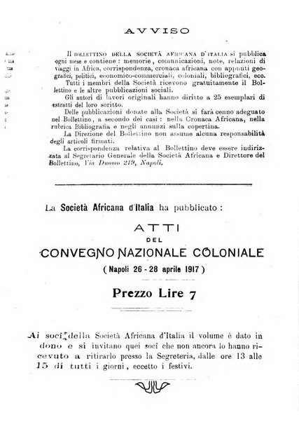 L'Africa italiana bollettino della Società africana d'Italia