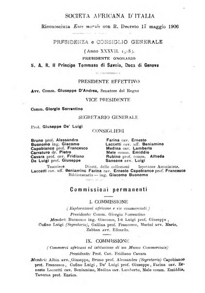 L'Africa italiana bollettino della Società africana d'Italia