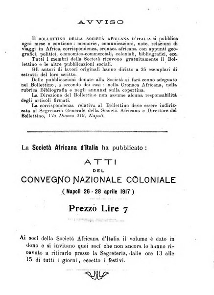 L'Africa italiana bollettino della Società africana d'Italia