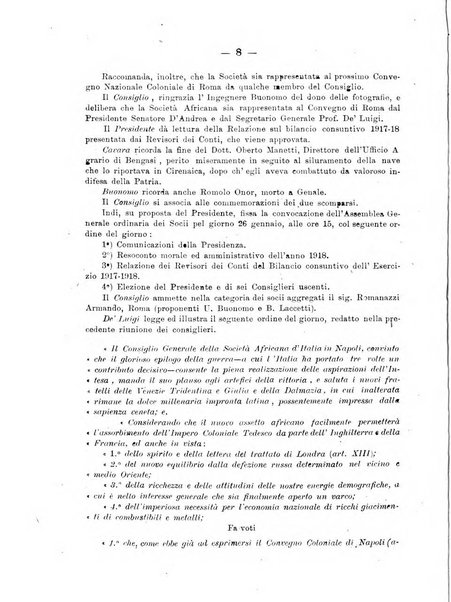 L'Africa italiana bollettino della Società africana d'Italia