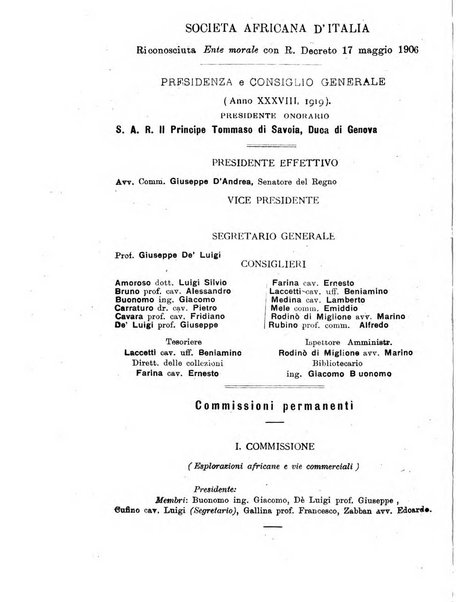 L'Africa italiana bollettino della Società africana d'Italia