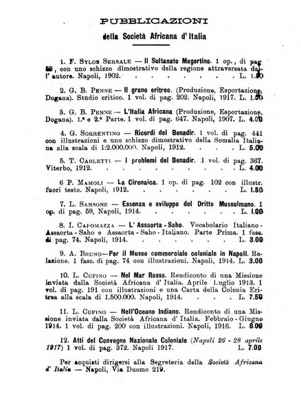 L'Africa italiana bollettino della Società africana d'Italia