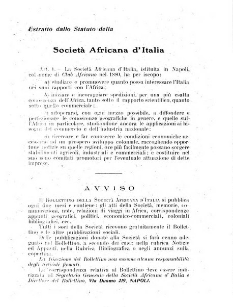 L'Africa italiana bollettino della Società africana d'Italia