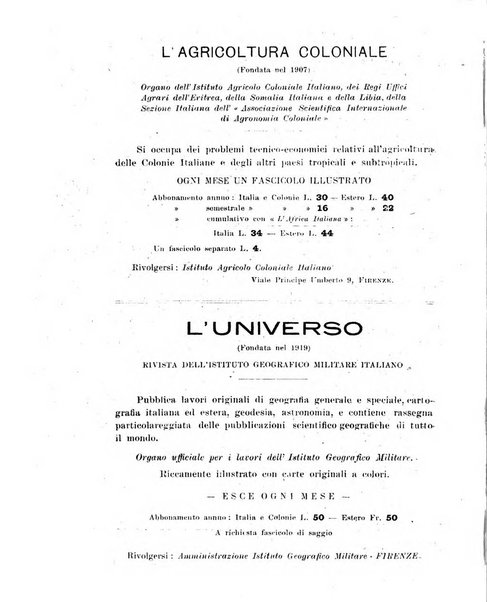 L'Africa italiana bollettino della Società africana d'Italia