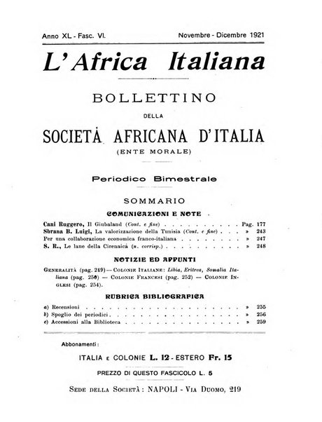 L'Africa italiana bollettino della Società africana d'Italia