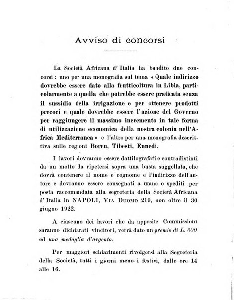 L'Africa italiana bollettino della Società africana d'Italia