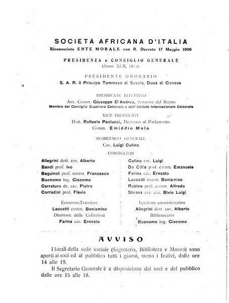 L'Africa italiana bollettino della Società africana d'Italia