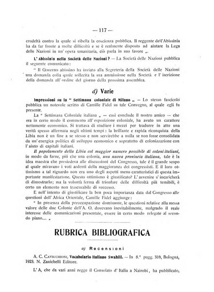 L'Africa italiana bollettino della Società africana d'Italia