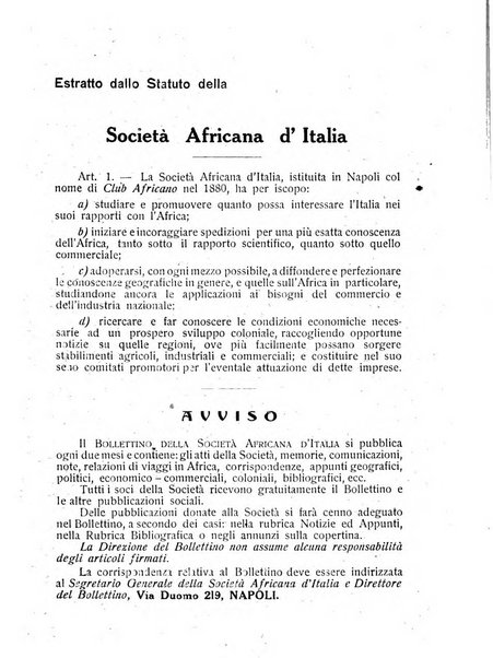 L'Africa italiana bollettino della Società africana d'Italia