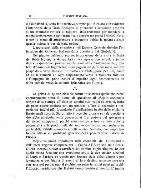 L'Africa italiana bollettino della Società africana d'Italia