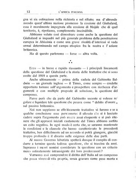 L'Africa italiana bollettino della Società africana d'Italia