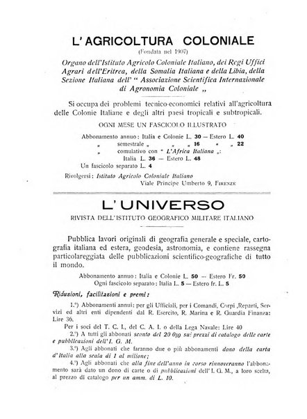 L'Africa italiana bollettino della Società africana d'Italia